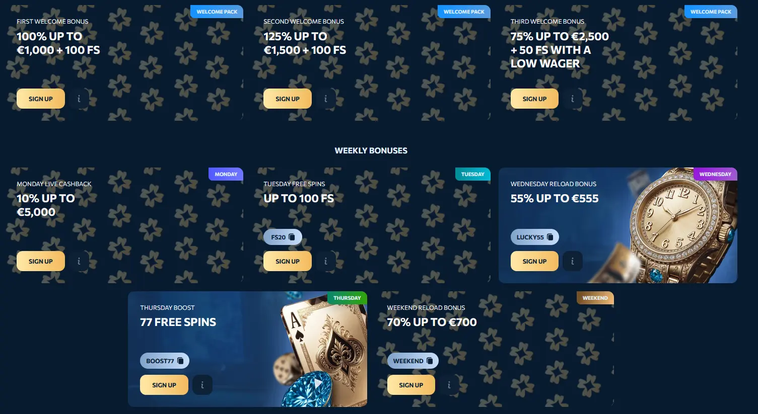 Bonusübersicht im Reveryplay Casino